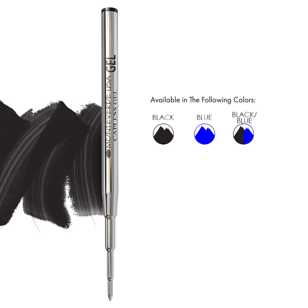 Monteverde USA Capless Gel Refill To Fit Montblanc Ballpoint Pens, Fine Point, Pack of 2 Refills - Black Black(M422BB)