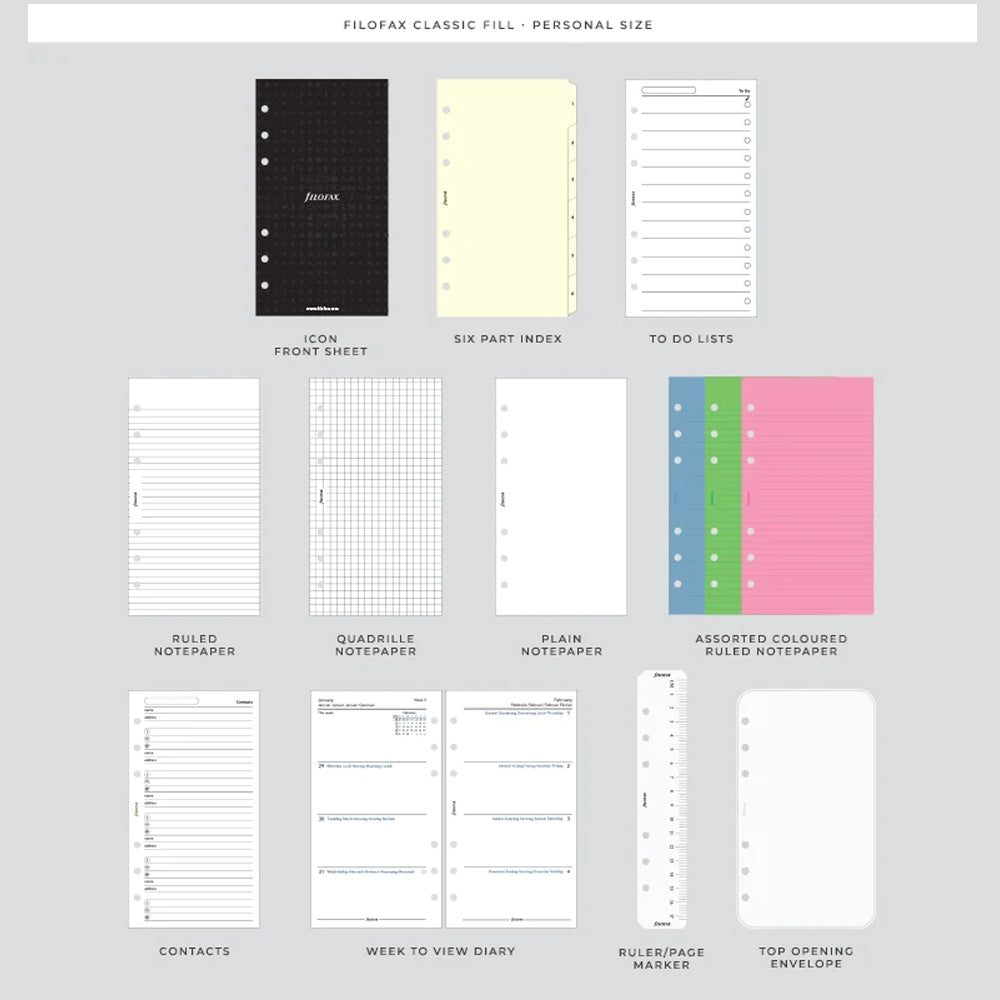 Filofax Metropol Zip Personal Organiser - Black