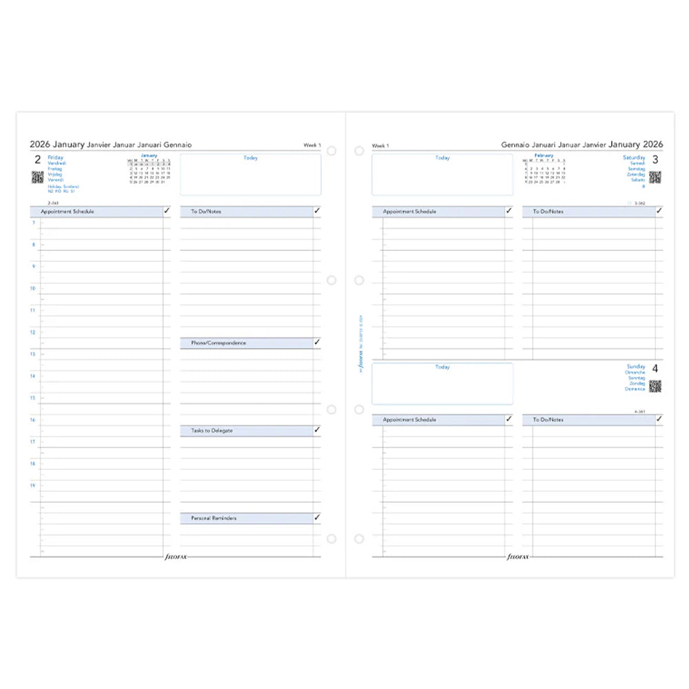 One Day On A Page Business Diary - A4 2026 Multilanguage