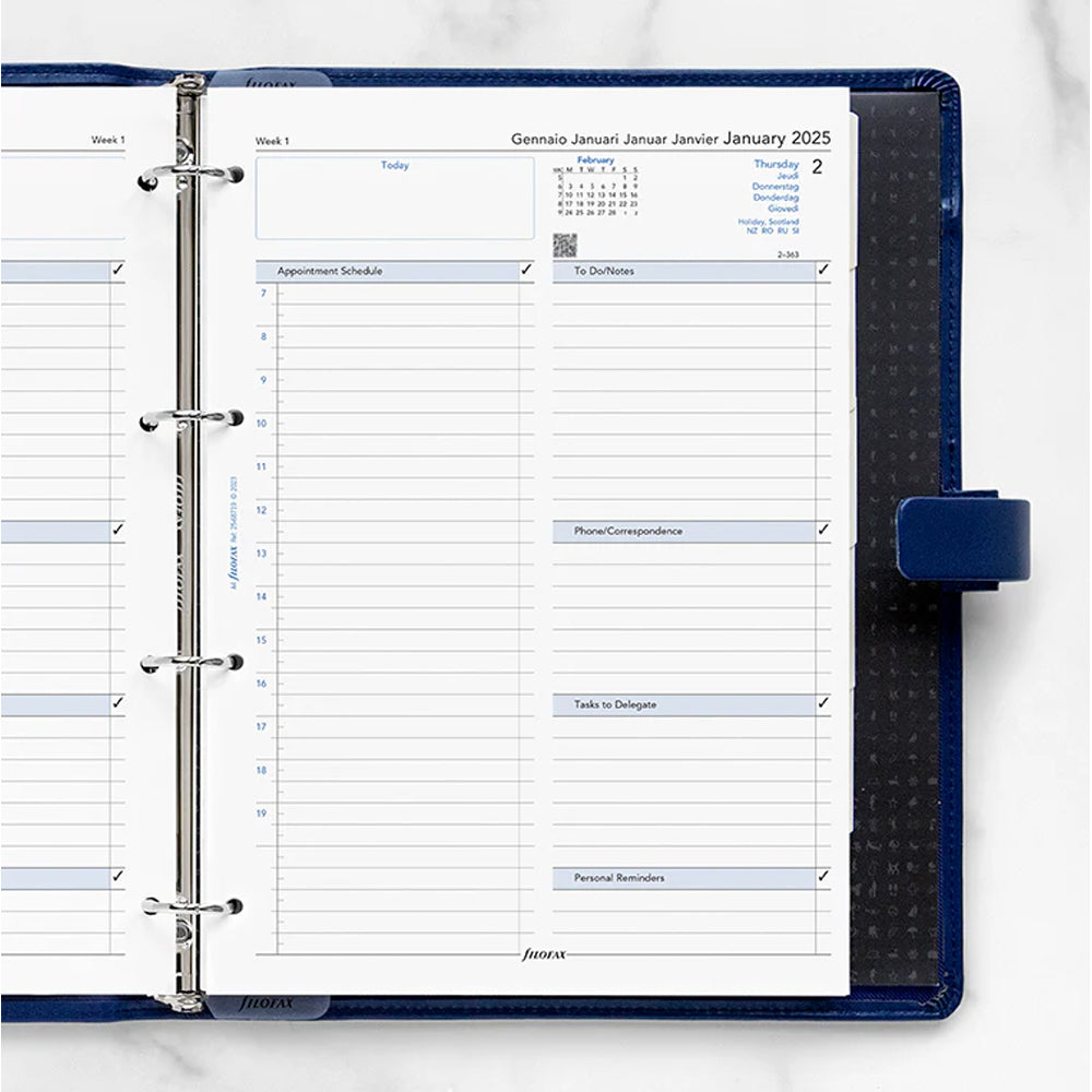 One Day On A Page Business Diary - A4 2025 Multilanguage