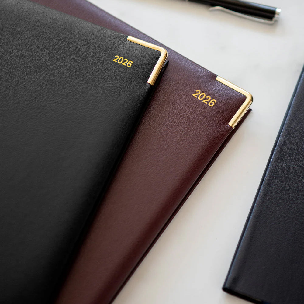 Classic Slim Landscape Week to View Diary with Appointments 2026, English - Black