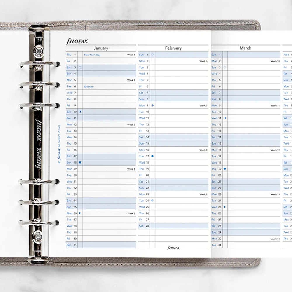 Vertical Year Planner - A5 2026 English