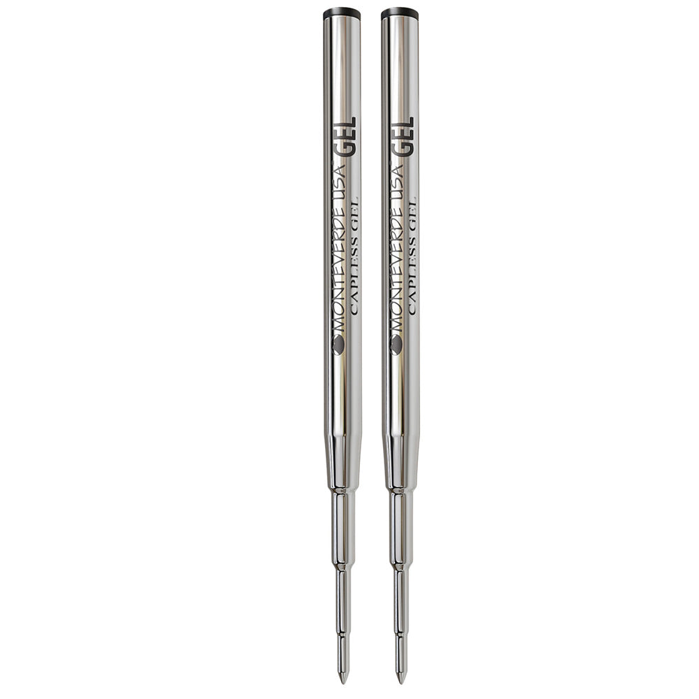 Monteverde USA Capless Gel Refill To Fit Montblanc Ballpoint Pens, Fine Point, Pack of 2 Refills - Black Black(M422BB)