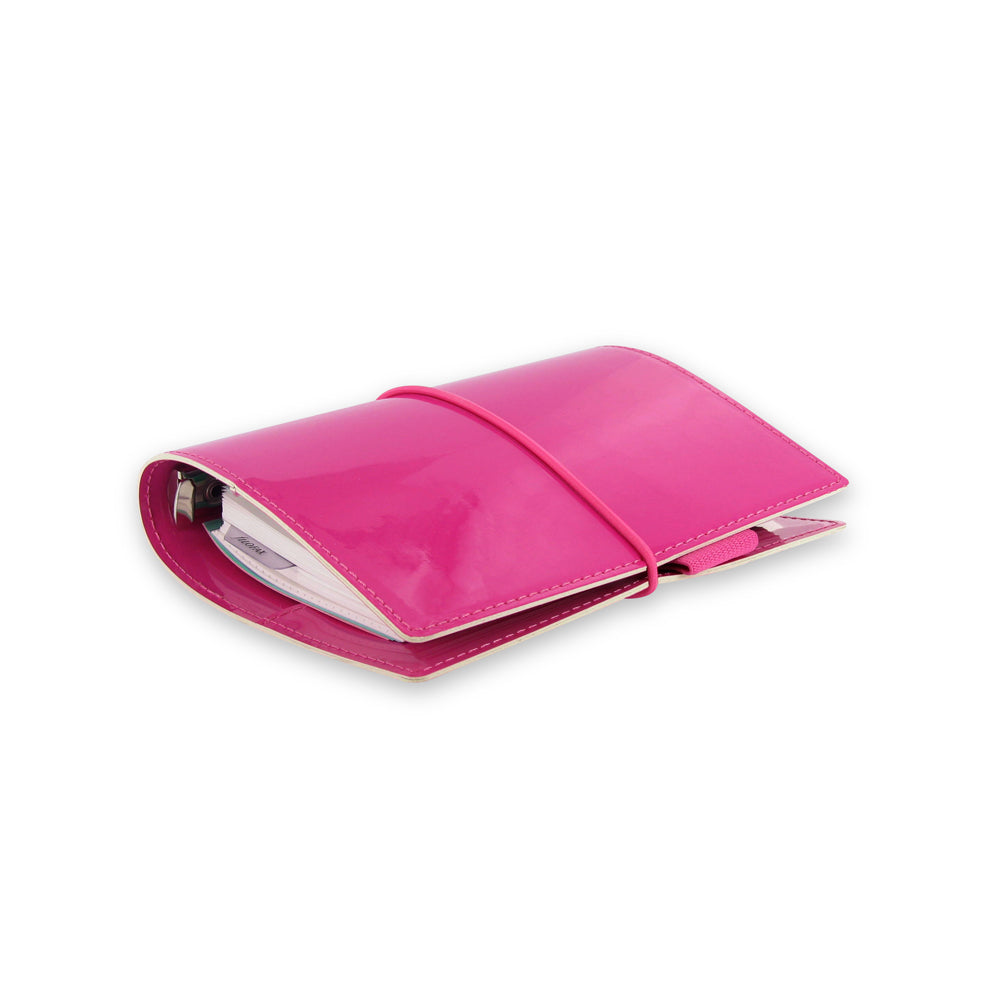 Filofax Domino Patent Pocket Organiser - Hot Pink