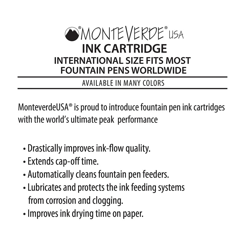 Monteverde USA International Standard Size Ink Blue Cartridge To Fit Most Fountain Pen, 6pcs, Blister Pack, G372BU