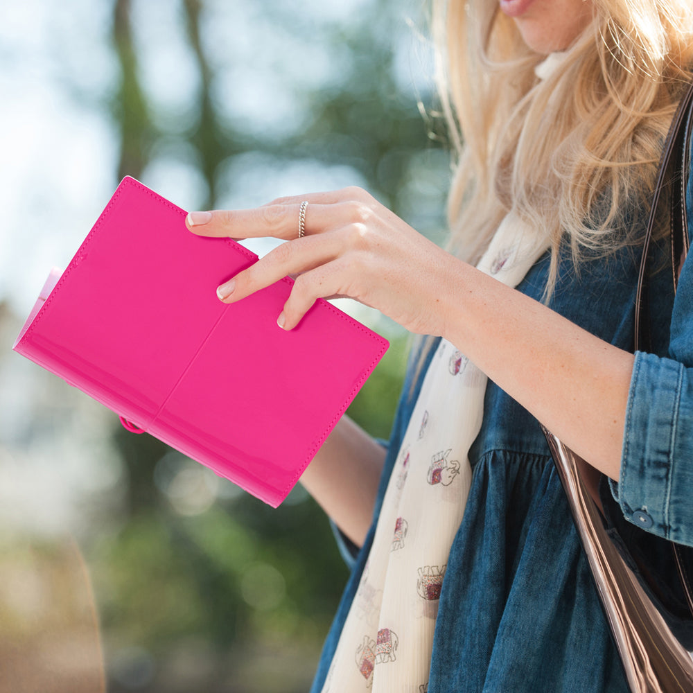 Filofax Domino Patent A5 Organiser - Hot Pink