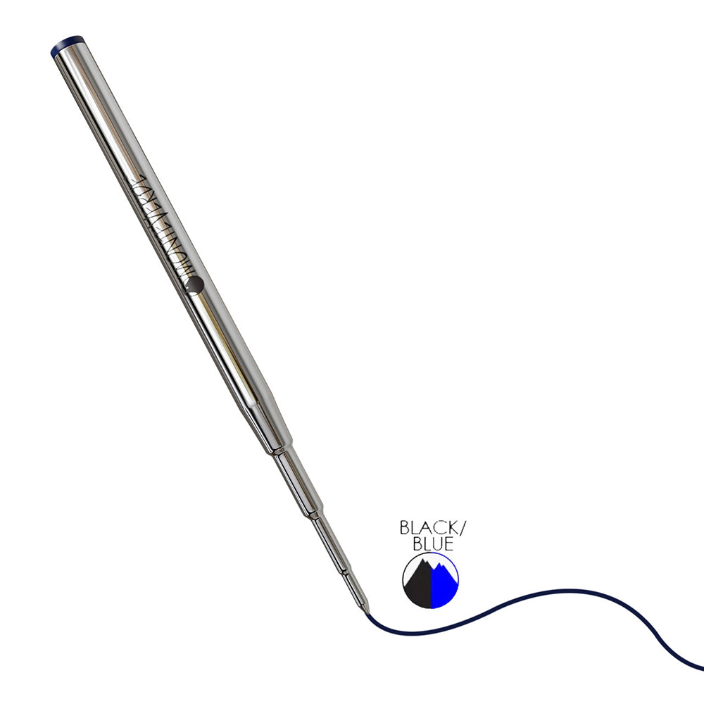 Monteverde USA Soft Roll Ballpoint Refill To Fit Montblanc Ballpoint Pens, Mediium Point, Pack of 2 Refills - Blue/Black(M132BB)