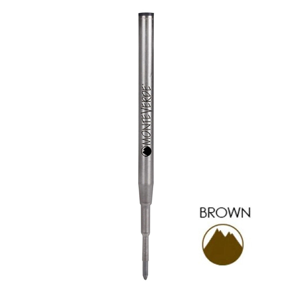 Monteverde USA Soft Roll Ballpoint Refill To Fit Montblanc Ballpoint Pens, Mediium Point, Pack of 2 Refills - Brown(M132BN)