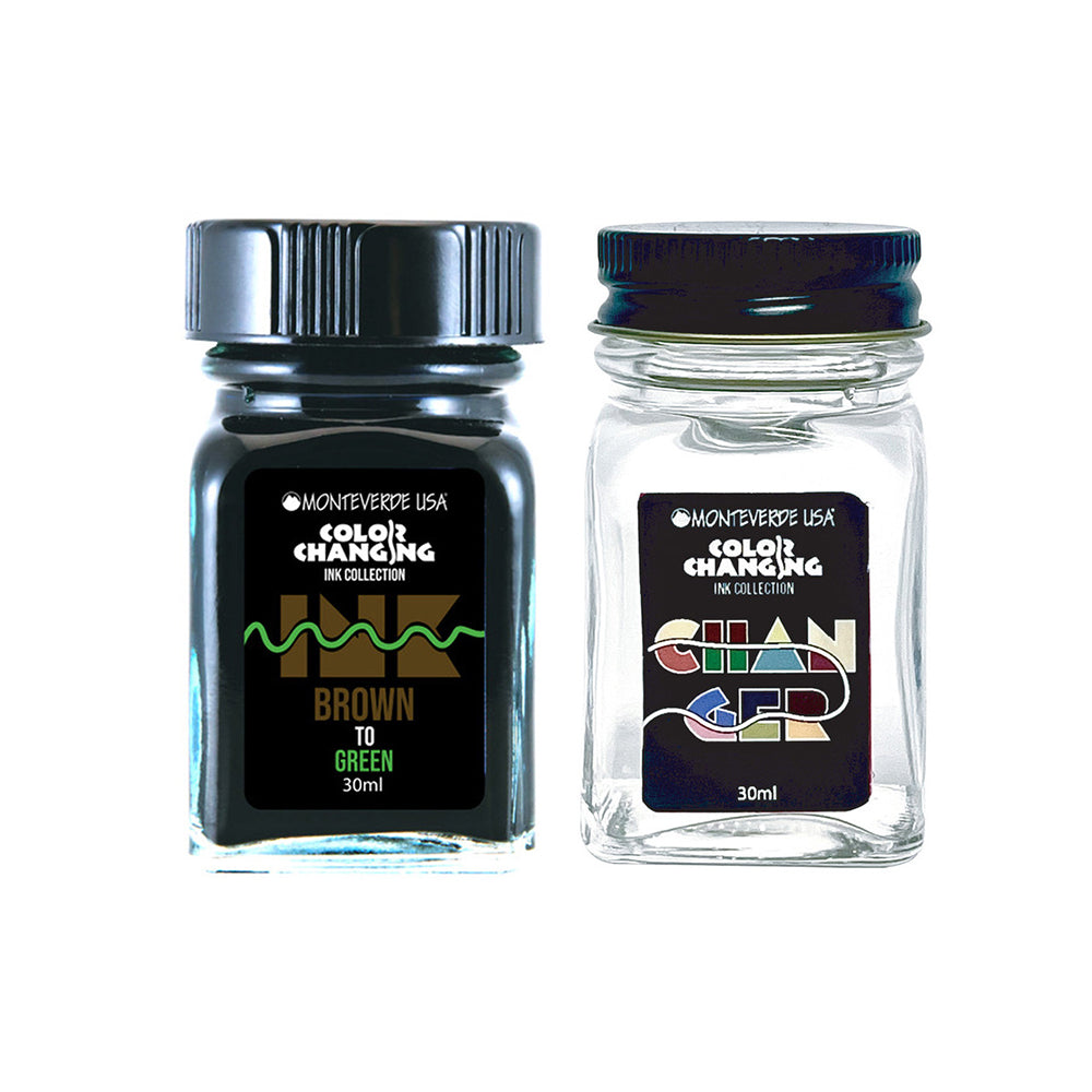 Monteverde USA® Colour Changing 30ml Ink Bottle + Changer set Brown To Green