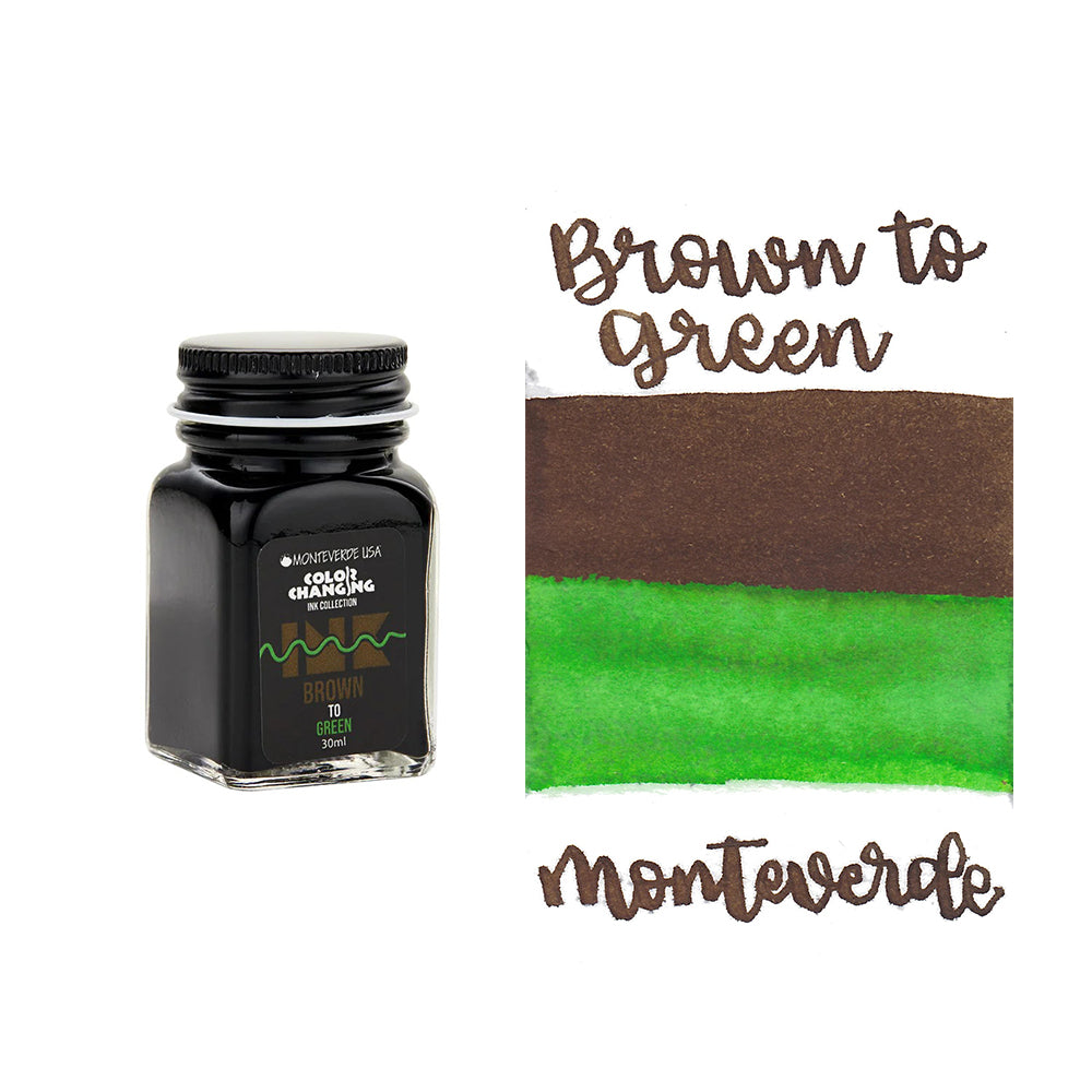 Monteverde USA® Colour Changing 30ml Ink Bottle + Changer set Brown To Green
