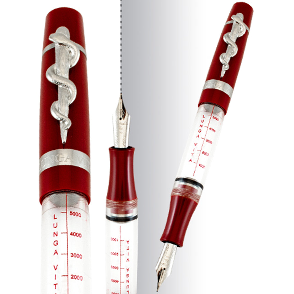 Stipula Lungavita 351pcs Limited Edition Fountain Pen Cartridge/Piston/Eye Dropper Crystal Clear - Red