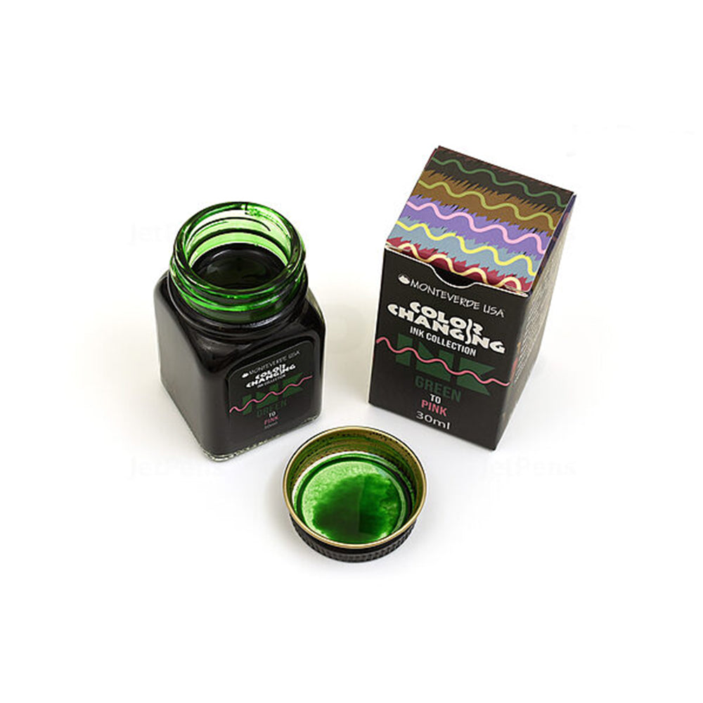 Monteverde USA® Colour Changing 30ml Ink Bottle + Changer set Green To Pink