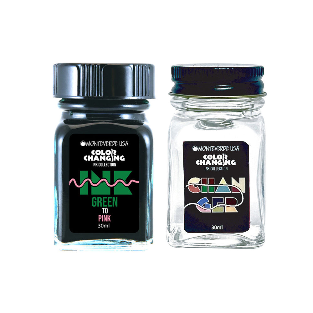 Monteverde USA® Colour Changing 30ml Ink Bottle + Changer set Green To Pink