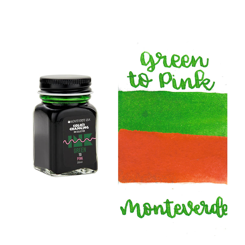Monteverde USA® Colour Changing 30ml Ink Bottle + Changer set Green To Pink