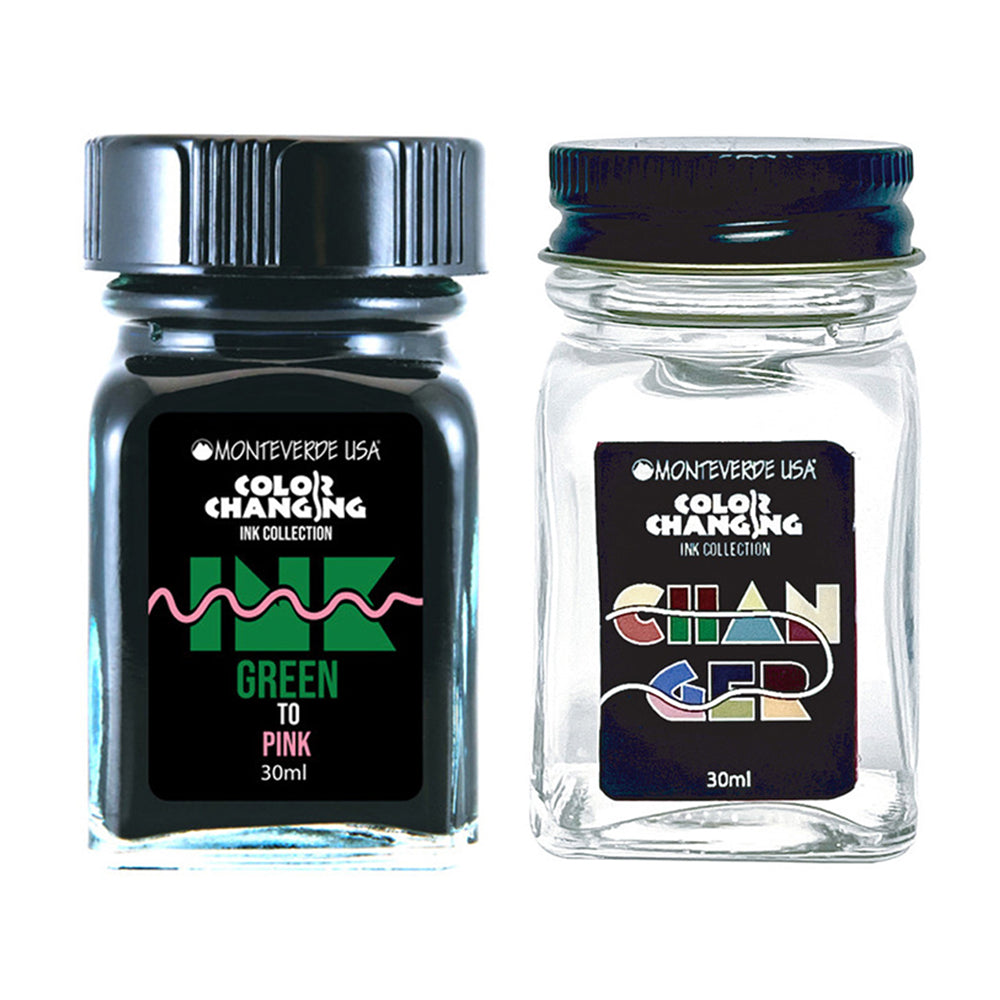 Monteverde USA® Colour Changing 30ml Ink Bottle + Changer set Green To Pink