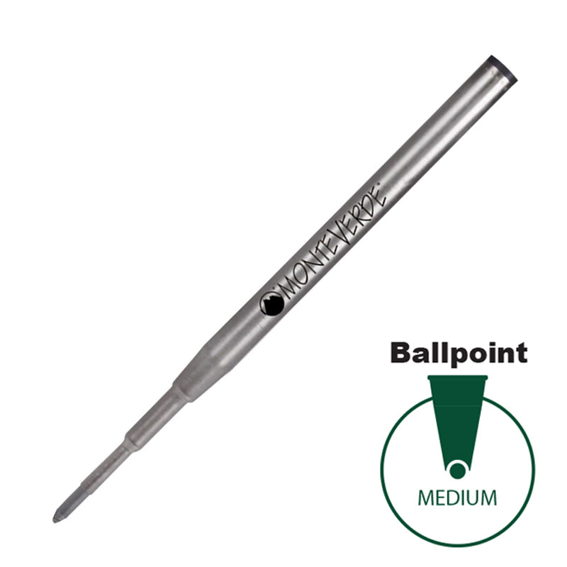 Monteverde USA Soft Roll Ballpoint Refill To Fit Montblanc Ballpoint Pens, Mediium Point, Pack of 2 Refills - Blue(M132BU)