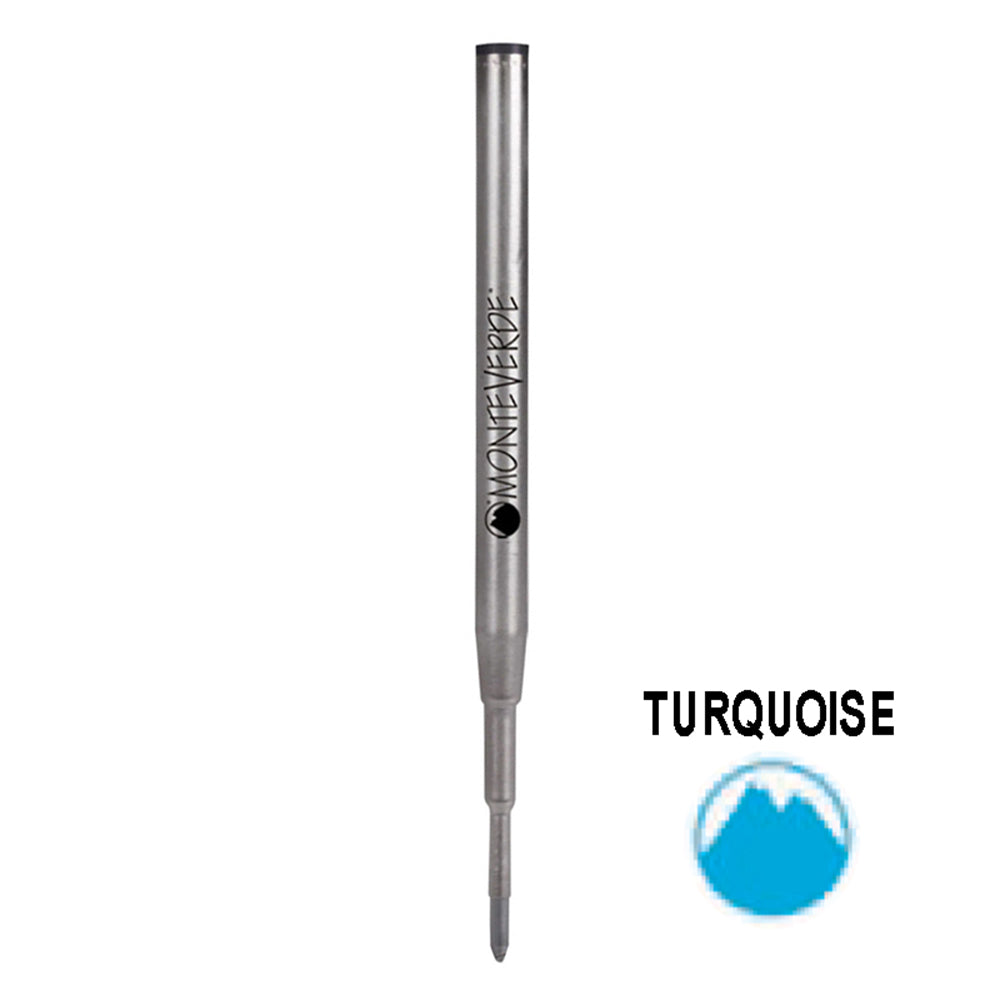 Monteverde USA Soft Roll Ballpoint Refill To Fit Montblanc Ballpoint Pens, Mediium Point, Pack of 2 Refills - Turquoise(M132TQ)