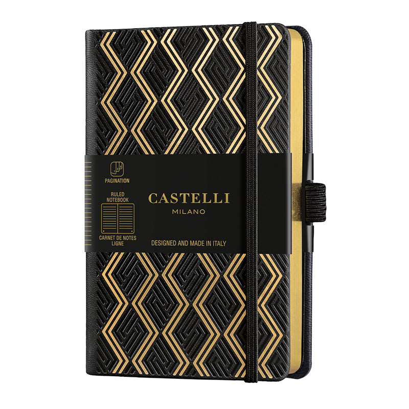 Castelli Milano Copper & Gold Pocket Ruled Notebook - Greek Gold