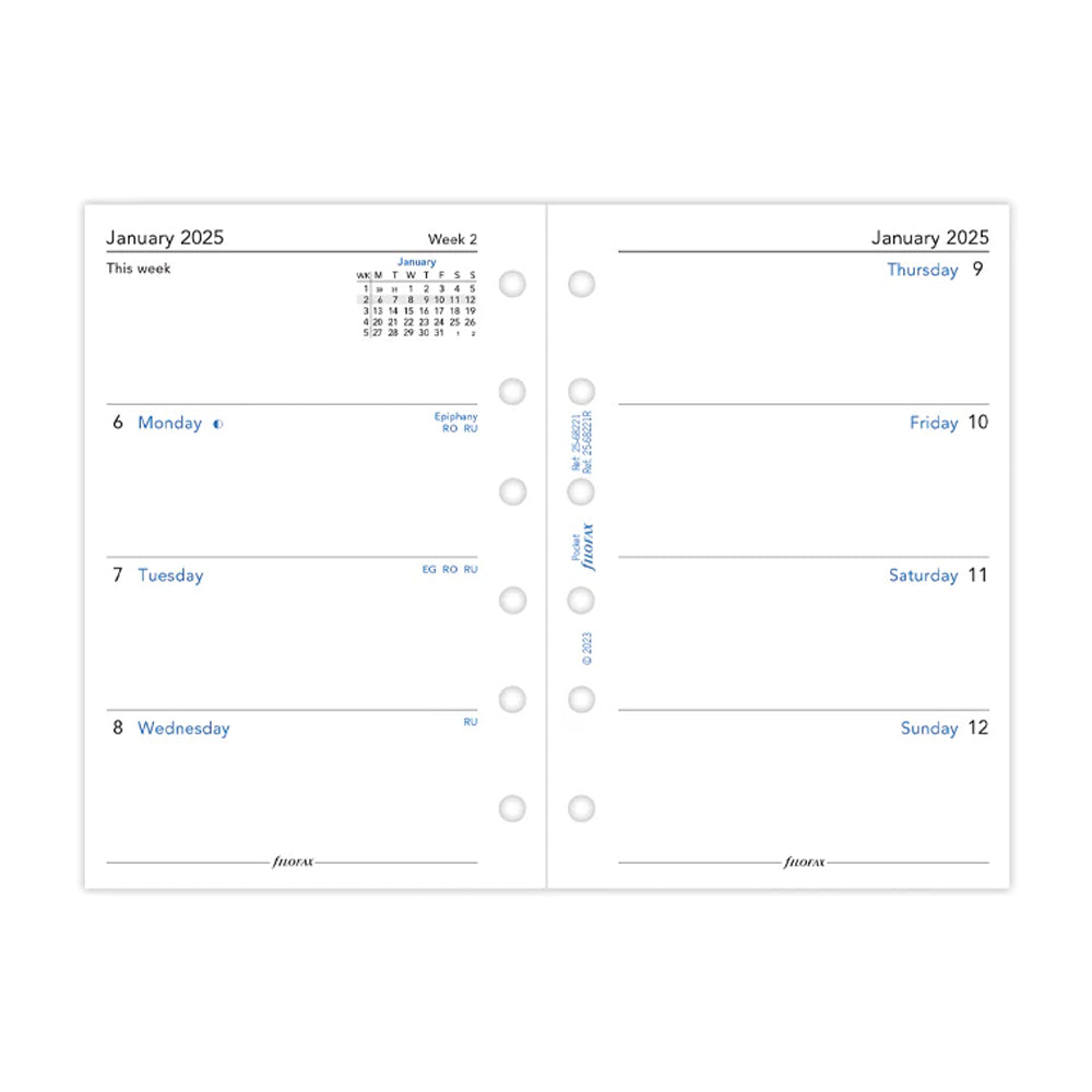 Week On Two Pages Diary - Pocket 2025 English