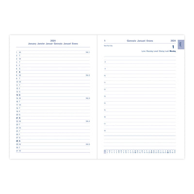 Letts of London Verona A5 Day to a Page Diary with Appointments and Planners 2024 - Black