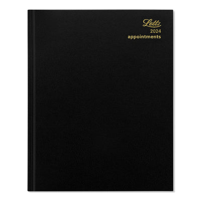 Letts of London Standard Quarto Week to View Diary with Appointments 2024 - Black