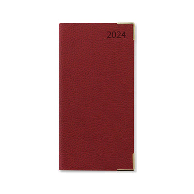 Letts of London Connoisseur Slim Portrait Week to View Diary with Appointments 2024 - Red