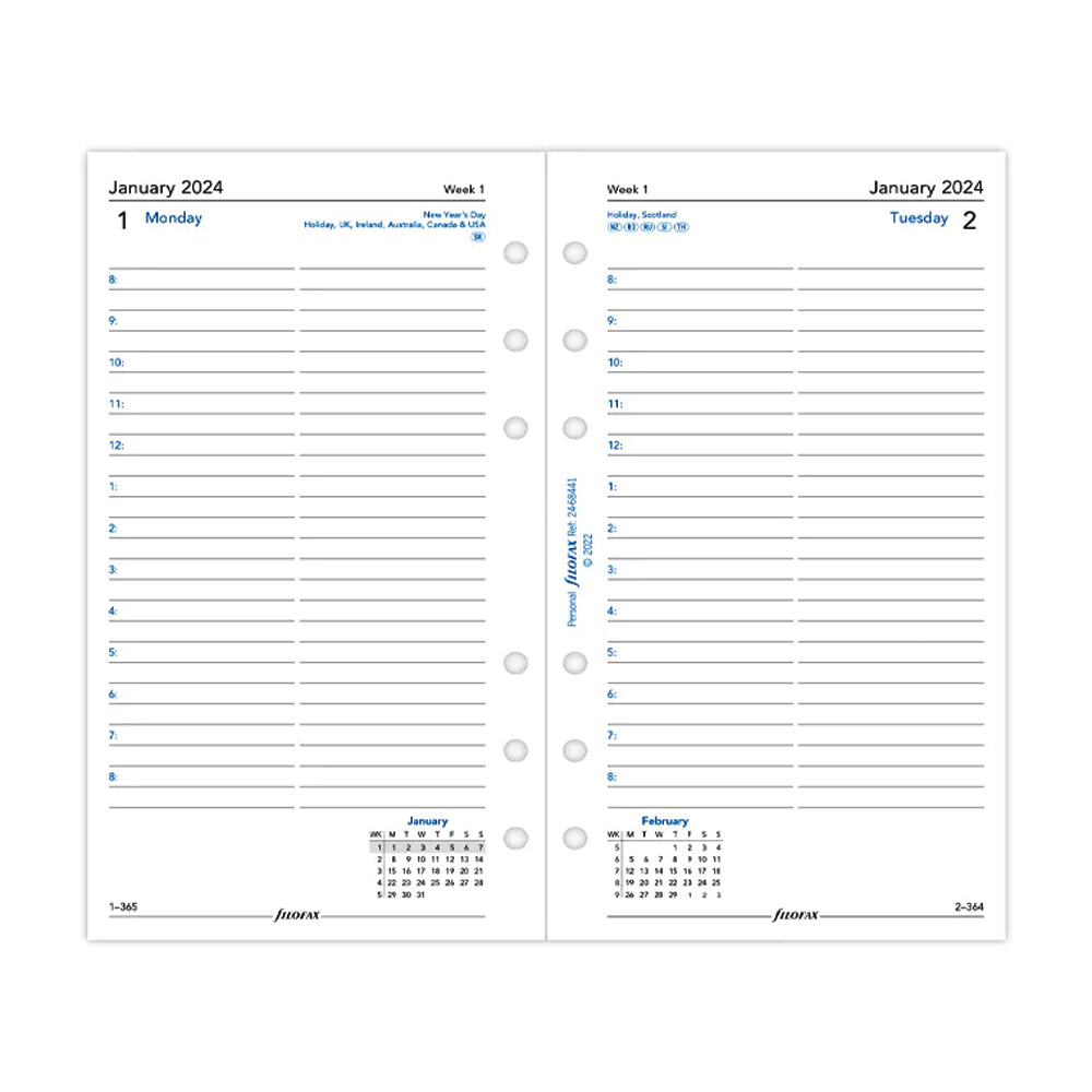 Filofax Day per Page English appointments Personal Diary - 2024 - LIVTEK  INDIA PVT LTD