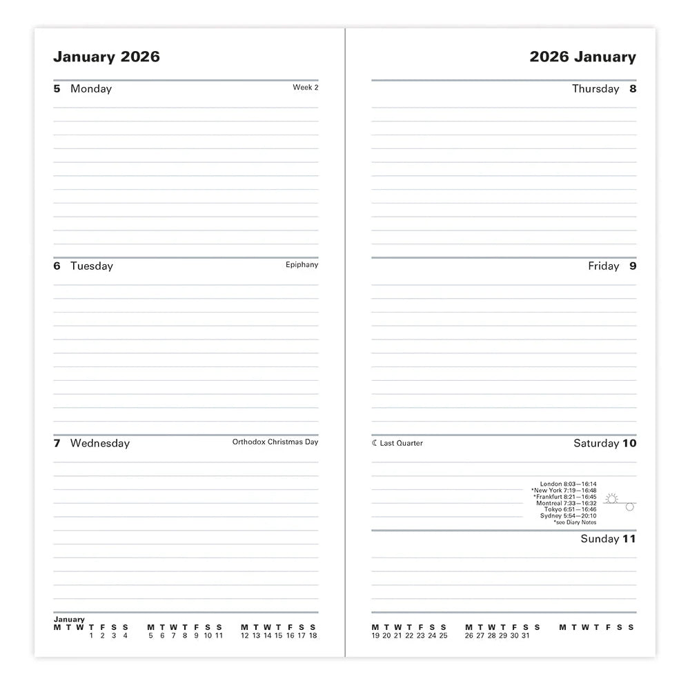 Principal Slim Week to View Diary 2026, English - Blue