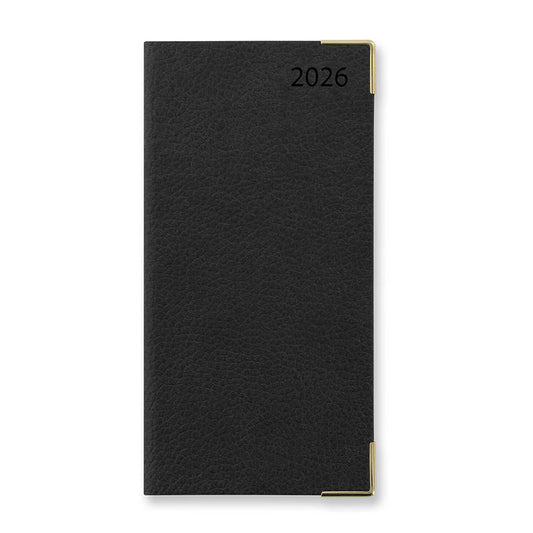 Connoisseur Slim Week to View Diary with Appointments 2026, English - Black
