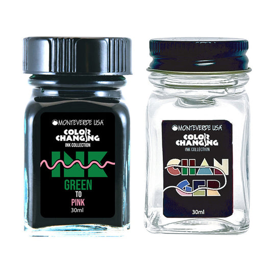 Monteverde USA® Colour Changing 30ml Ink Bottle + Changer set Green To Pink