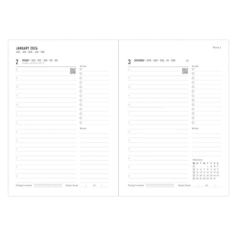 લેટ્સ ઓફ લંડન વેરોના એ5 ડે ટુ અ પેજ ડાયરી વિથ એપોઇન્ટમેન્ટ્સ એન્ડ પ્લાનર્સ 2023 - બ્લેક