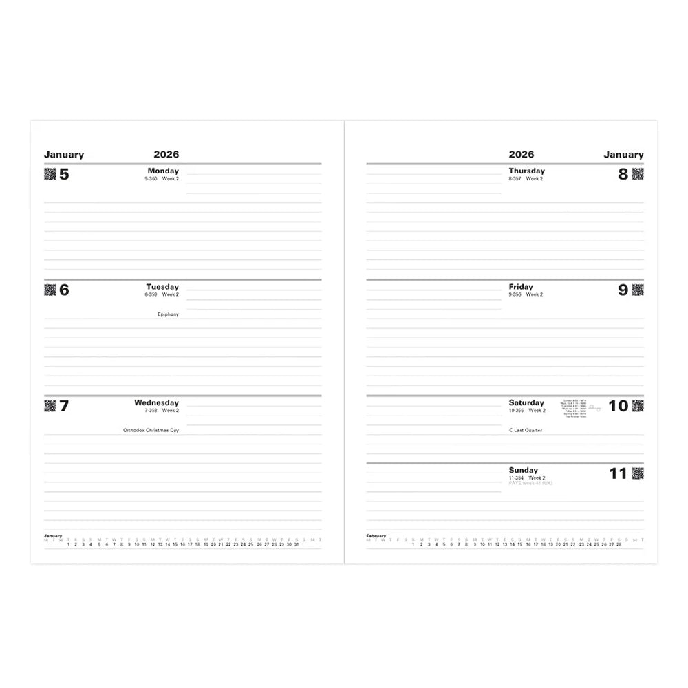 લેટ્સ ઓફ લંડન સ્ટાન્ડર્ડ A4 વીક ટુ વ્યૂ ડાયરી 2023 - બ્લેક