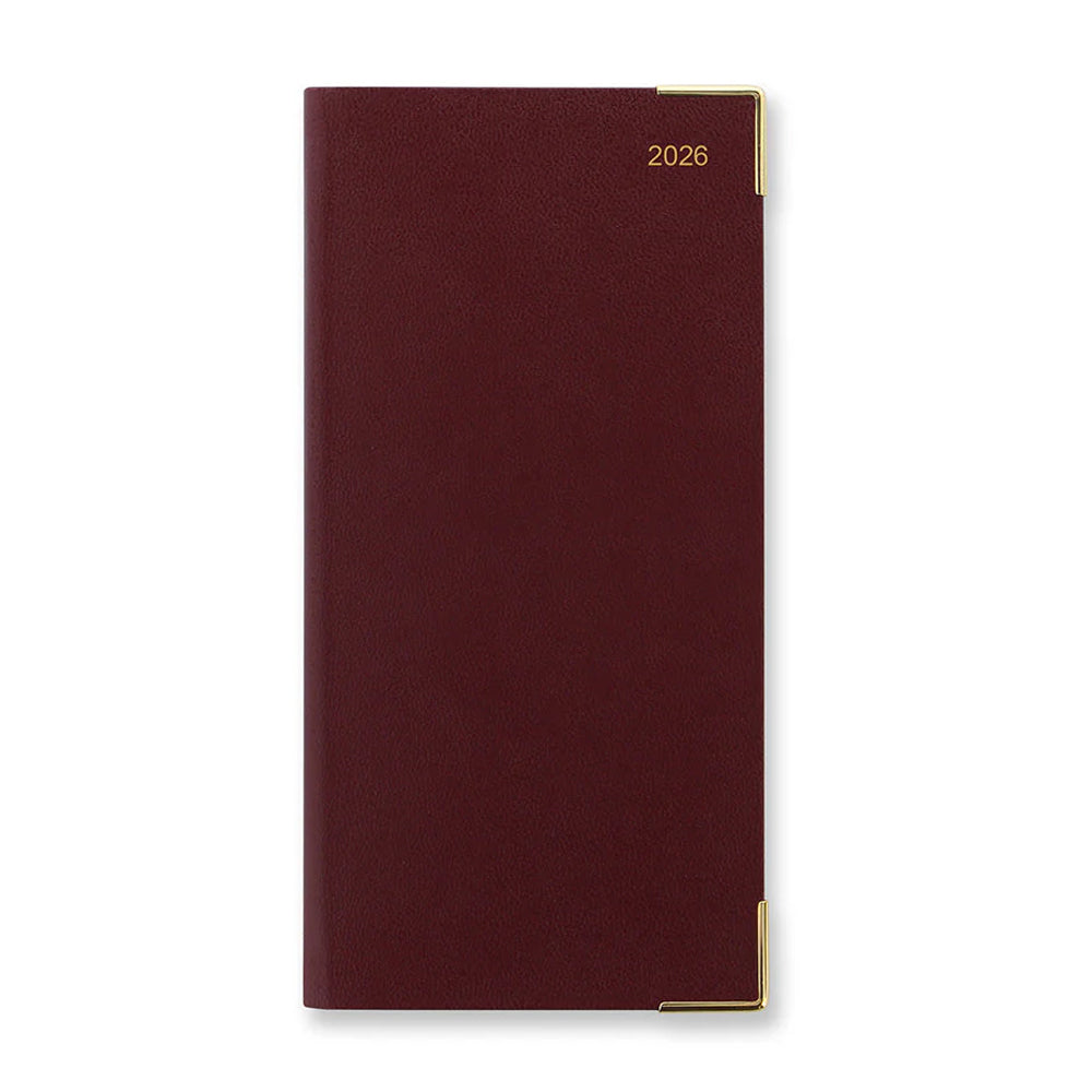 Classic Slim Landscape Week to View Diary with Appointments 2026, English - Burgundy