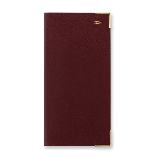 Classic Slim Landscape Week to View Diary with Appointments 2026, English - Burgundy