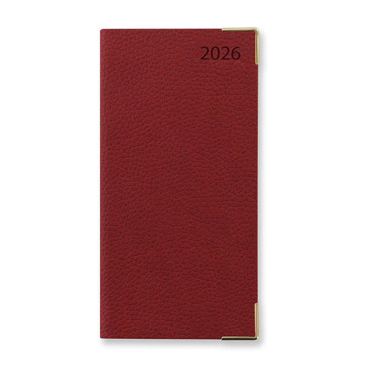 Connoisseur Slim Week to View Diary with Appointments 2026, English - Red