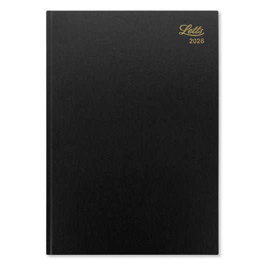Standard A4 Day to a Page Diary 2026, English - Black
