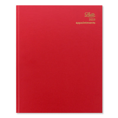 Standard Quarto Vertical Week to View Diary with Appointments 2025, English - Red