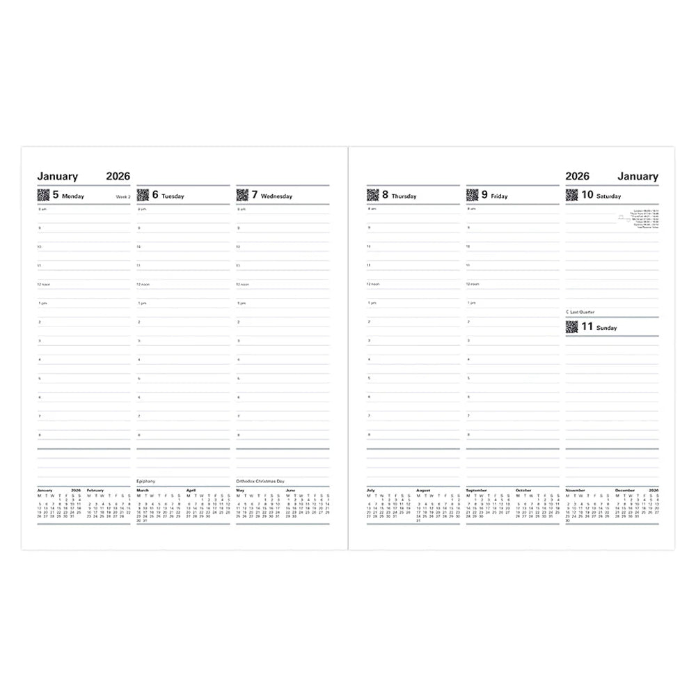 अपॉइंटमेंट 2023 के साथ डायरी देखने के लिए लंदन स्टैंडर्ड क्वार्टो वीक के पत्र - काला 