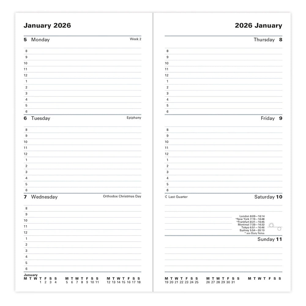 Connoisseur Slim Week to View Diary with Appointments 2026, English - Red