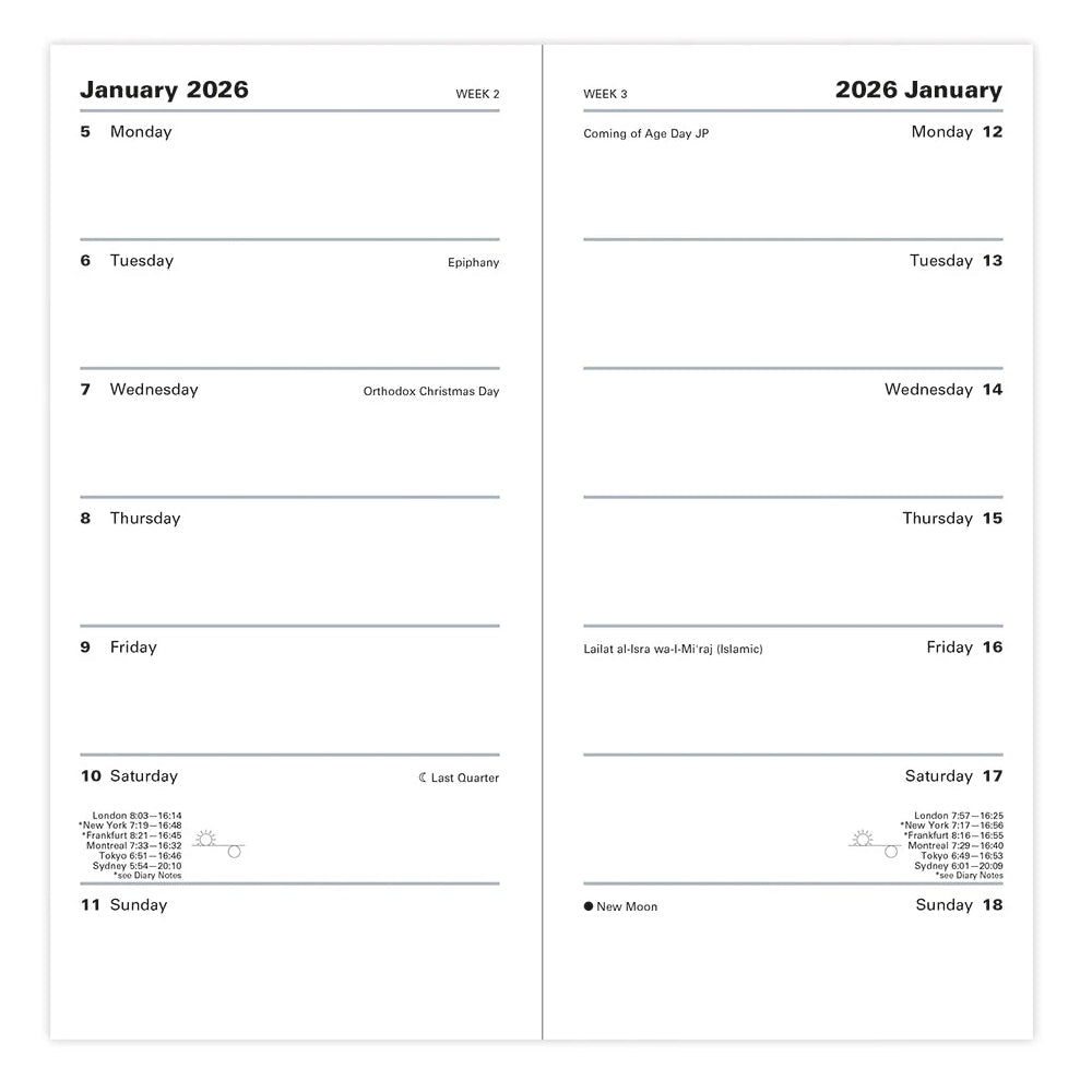 Principal Slim Week to View Diary 2026, English - Red