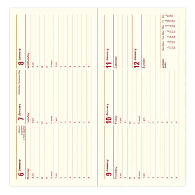 Lexicon Slim Landscape Week to View Diary with Appointments 2025, English - Burgundy