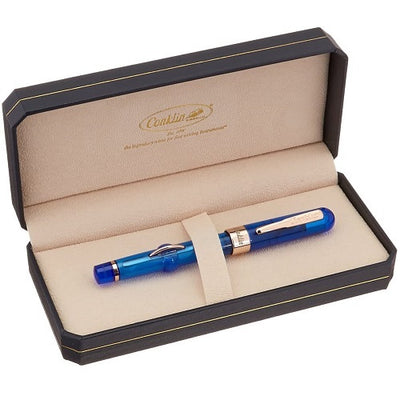 Conklin Mark Twain Demo Crescent Blue Limited Edition Fountain Pen With Rose Gold Trim