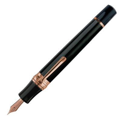 Stipula Davinci Capless Fountain Pen - Mars Black with Rose Trim, Steel Nib