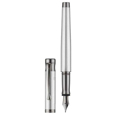 वाल्डमैन टैंगो फाइन स्क्वायर पैटर्न फिटिंग रूथेनियम प्लेटेड फाउंटेन पेन स्टील निब के साथ