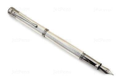 वाल्डमैन टैंगो फाइन स्क्वायर पैटर्न फिटिंग रूथेनियम प्लेटेड फाउंटेन पेन स्टील निब के साथ