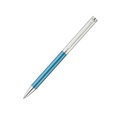 वाल्डमैन ब्रियो पिनस्ट्रिप पैटर्न एनग्रेविंग स्पेस आइस ब्लू लैकर बॉलपॉइंट पेन के साथ