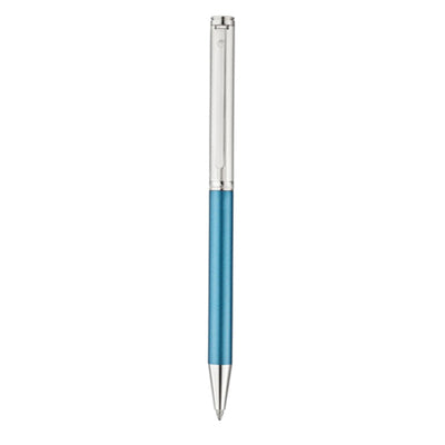 Waldmann Brio Pinstrip Pattern With Engraving Space Ice Blue Lacquer Ballpoint Pen