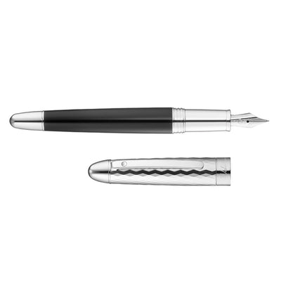 Waldmann Précieux फाइन डायमंड कट वेव पैटर्न फाउंटेन पेन स्टील निब के साथ
